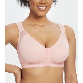 Exclare Women's Front Closure Posture Back Full Coverage Unpadded Wirefree Everyday Bra(Pink,36B)
