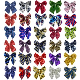 DORUI 30 PCS Dog Bow Ties, Adjustable Variety Colors & Patterns Pet Collar Bowtie for Medium Large Dogs Big Cat Grooming Accessories, Boy and Girl Dogs Pets Christmas Festival Party Birthday Gift