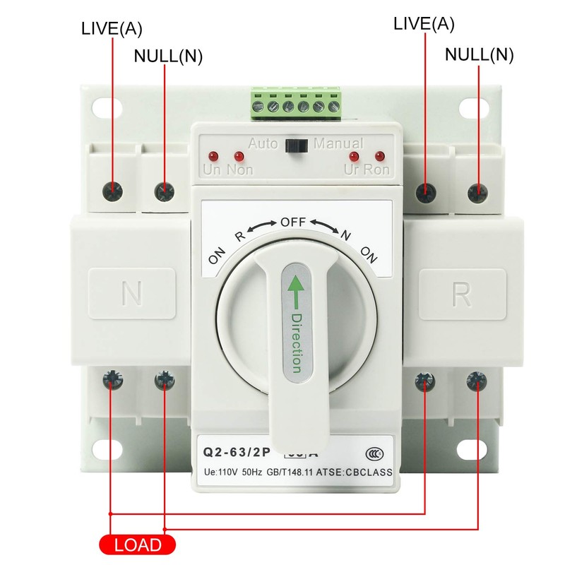 110V 2P 63A MCB type Mini Dual Power Automatic Transfer