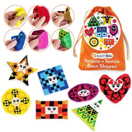 Babybibi Bean Bags Learning Shapes for Toddlers - Sensory Toys for Babies - Set of 7 Touch and Feel Cloth Shapes to Develop Brain & Motor Skills
