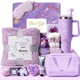 Regalo de cumpleaños para mujeres, lujosa cesta de regalo de spa de cuidado personal con manta para mamá, esposa, hermana, amiga, novia, abuela, regalo de pronta recuperación y Navidad para ella