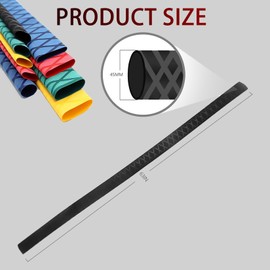 eTekGo X-Tube Heat Shrink Wrap Tubing 39"&64" Lengths for Rod Grips-5 Color 14 Sizes (Black, Diamter：45mm; Length：64")