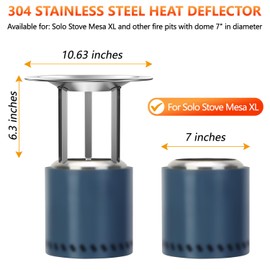 Heat Deflector for Solo Stove Mesa XL, with 3 Detachable Legs, Accessory for Mesa XL Fire Pit, Durable 304 Stainless Steel, Captures/Redirects Warmth for Solo Stove Accessories, (HxDia) 6 x 10.6 in