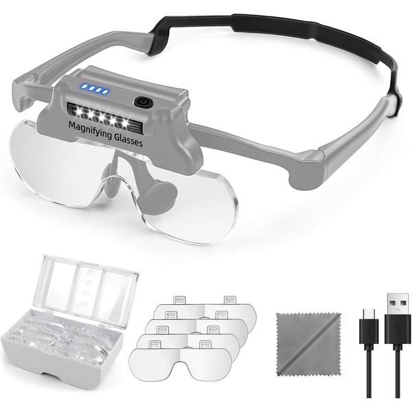 Magnifying Glass with Lights, Hands Free Magnifying Glasses with 5