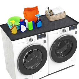 GKLOHDD Washer Dryer Cover Mat - Black, Flat, Rectangular, Waterproof, Top Load, 51.2" x 25.6"