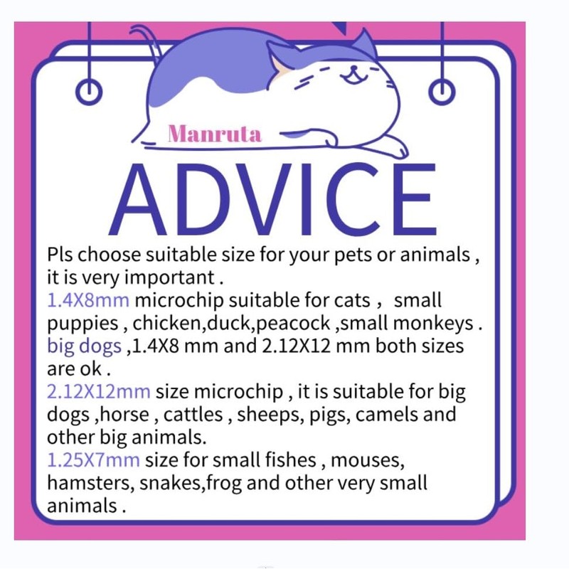 Manruta ISO Pet ID Microchips 20 Pack, Mini Small 1.25X7