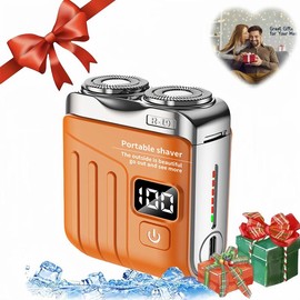 Portable Electric Razor, Beard Men's Razor, Mini Razor for Travel, Men's Grooming Tools, Comfortable, Lightweight and Waterproof, Men's Gifts Black - Color: Orange（digital display）