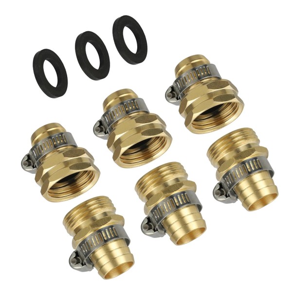 Unbranded 3 Pack 3/4" Brass Water Hose Connector Repair Kit