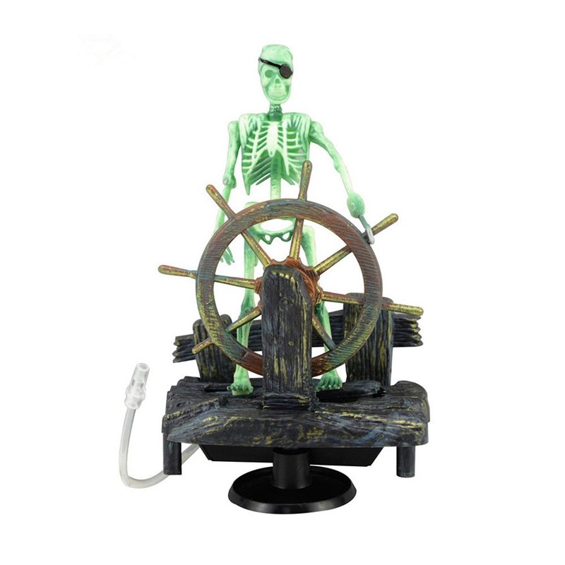 Delight eShop Action-Aquarium Skeleton Pirate Captain Ornament Fish Tank Landscape
