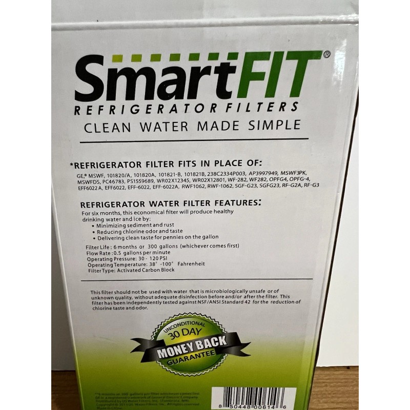 SmartFit Smart Fit SFRG-3 Refrigerator Filter 2 Pack NEW See