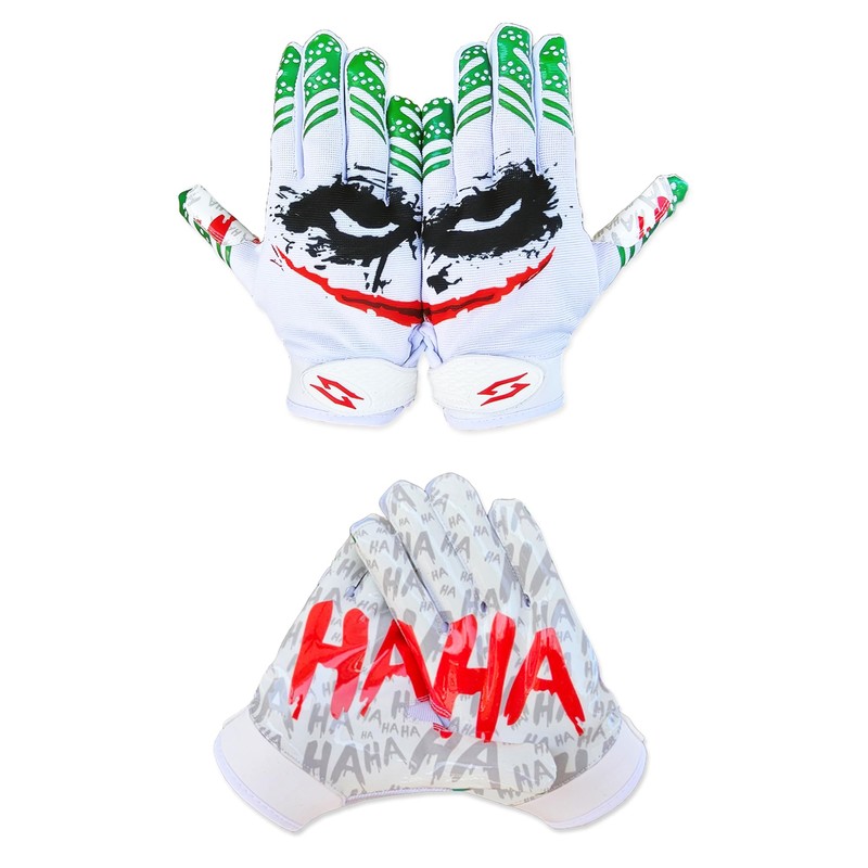 Joker Football Receiver Gloves White - Youth and Adult Unleash