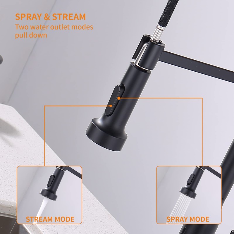 Black Touchless Kitchen Faucet ， KEER Smart Motion Sensor Hands