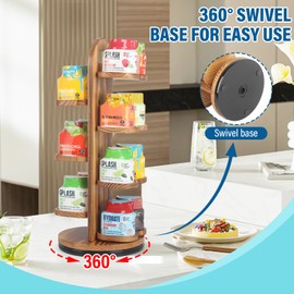 Taladad Flavor Pod Holder for Ninja Thirsti Pods, 360° Rotating 14-Flavor Storage Holder for Ninja Thirsty Drink System Pod Organizer for Ninja Thirsty Flavor Pods,Water Flavoring (Charcoal Brown)