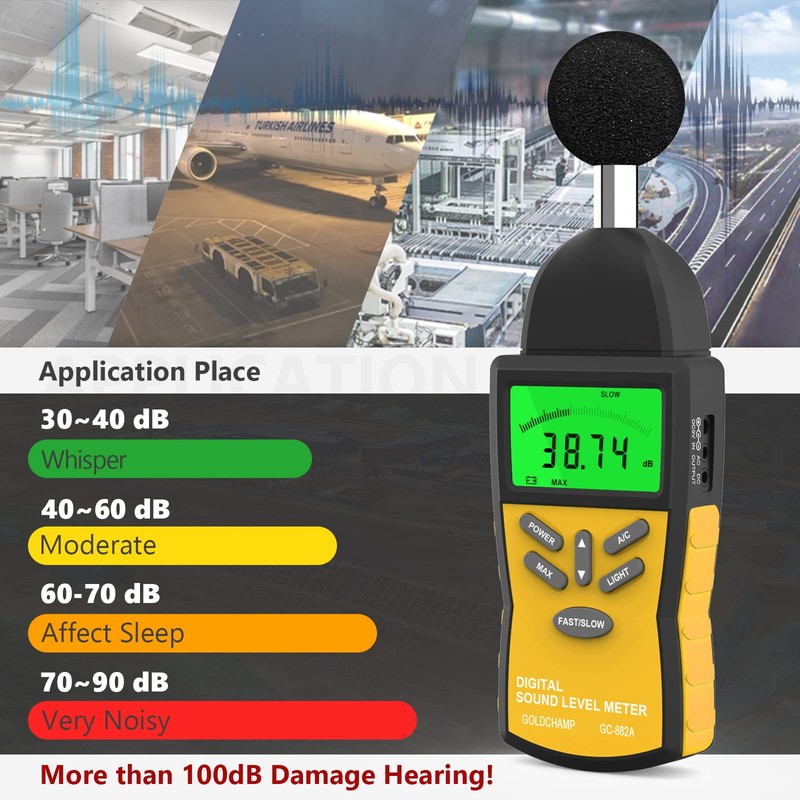 Decibel Meter, Sound Level Meter 882A Portable 30-130dB Noise Meter