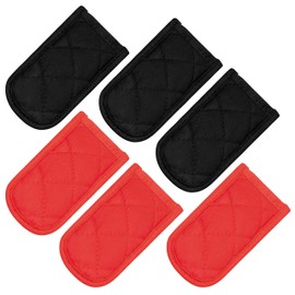 R HORSE 6Pcs Pan Handle Hot Holders, Black and Red Pot Pan Handle Covers Set Cast Iron Skillet Handle Covers Heat Resistant Pot Pan Holder Sleeves Mitt for Kitchen Baking Cooking BBQ Cookwares