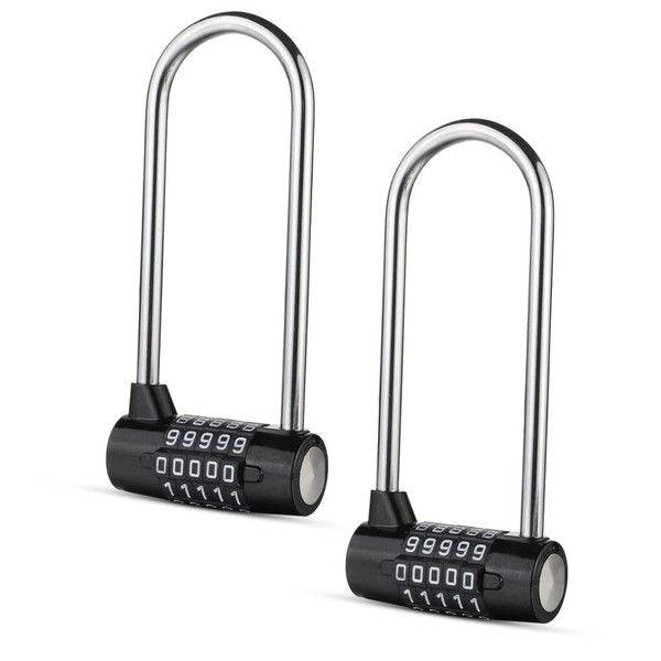 Lpraer Pack of 2 Long Padlock Combination Lock 5-Digit Password