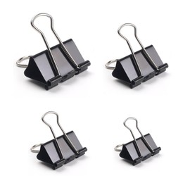 CHANJIF Clips, 60 Pieces, 0.6 inch (15 mm), 0.7 inch (19 mm), 1.0 inch (25 mm), 1.3 inch (32 mm), Four Sizes, Black, Metal, Document Organization, Paperwork, Office Supplies, Home Use, Stationery