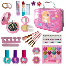 TITIFIVE uguetes de Maquillaje Lavables para niñas, Maquillaje de Juego Lavable para niñas cumpleaños de Navidad, Kit de Juguetes Maquillaje para niñas de Navidad y cumpleaños(24pcs)