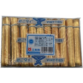 Kyowa QA-100-11T Vinyl Tie, 3-Layer PET, 0.2 x 3.9 inches (4 x 10 cm), Gold Color, 1000 Pieces/Bag, Wire Ties, Bag Binding, Wrapping