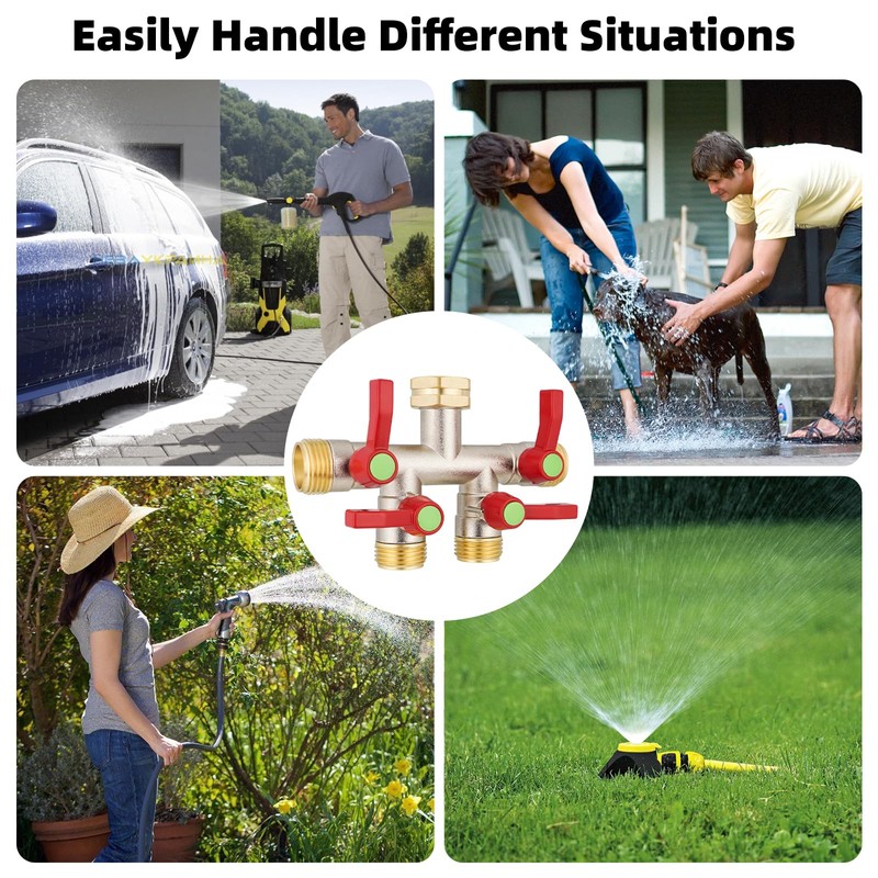 DINGBAI Hose Splitter 4 Way, High Flow Garden Hose Splitter,