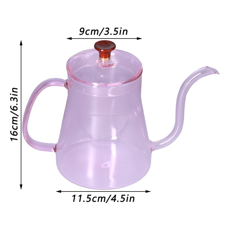 Coffee Kettle Glass Coffee Pot 600ML Coffee Drip Kettle Long