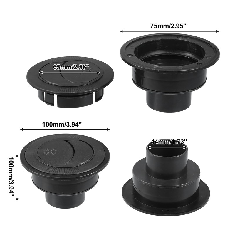 X AUTOHAUX 100mm 75mm Round Black AC Air Condition Vent