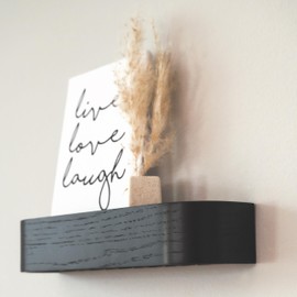 Kazai. Key Rack 'Fyndig' Minimalist Key Hook Design from Berlin Modern Key Holder with Wooden Shelf Key Rack as Hallway Furniture for the Wall Oak Black