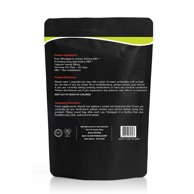 Spermidine Wheat Germ Extract – 600mg per Capsule - 6mg