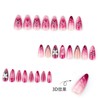 24Pcs Summer Red Press on Nails Almond Shaped Fake Nails