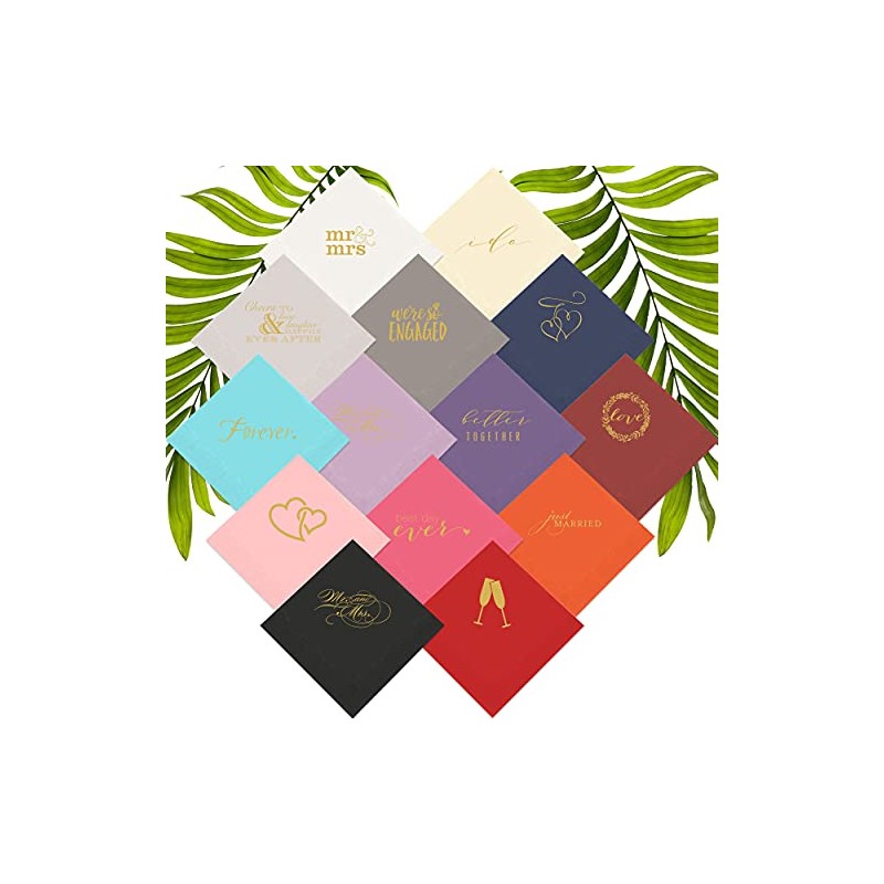 Weddingstar 3-Ply Gold Foil Cocktail Napkins White - Best Day