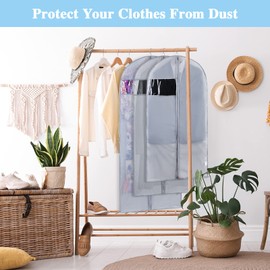 Niviy Clothes Bag Suit Grey 5 x Clothes Bags Travel 60 x 120 cm Breathable Fabric with Clear Window for Suits Dresses Coats Jackets Shirts Evening Dresses Suit Bag Clothes Cover with Zip