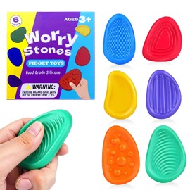 6 Pcs Sensory Stone, Fidget Toys for Kids Adults,Worry Stone Fidget, Sensory Toys for Autism, Fidget Stress Toys for Anxiety Relief