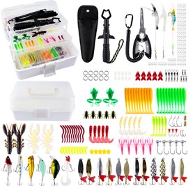 252PCS Fishing Lures Kit,3 Layer Tackle Box with Tackle Included,Pliers,Fish Control Device,Accessories,Fishing Bait Kit Gift for Men