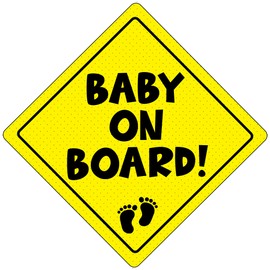 Baby On Board Sign for Car | Micro-Perforated Vinyl Car Stickers | Better then Suction | Easy To Apply & Remove | Ultra Durable Weatherproof | 5" x 5" | Baby Feet (2)