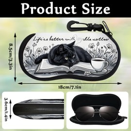 Soft Glasses Case, Cute Cat Sunglasses Protective Eyewear Pouch With Zipper, Portable 2D Flat Printing Super Light Storage Box For Women, Spectacle Case With Clip For Travel Car, Life Is Better