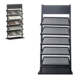 CDDUOLA 5-tier Floor Tile Display Stand, Retail Display Rack for Tile, Building Material Swatch Sample Storage Holder for Exhibition Hall Trade Show Vendor Events(Black, Height-59in)