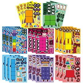 24 Sheets Multicolored Building Blocks Stickers Kits, DIY Building Blocks Square Face Stickers Make Your Own Building Blocks Stickers Block Game Theme Party Favors for Boys Girls(Colourful Bricks-8x3)
