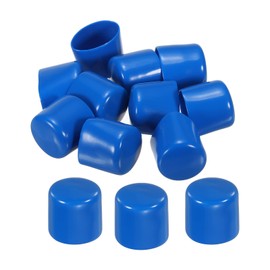 sourcing map 10pcs Rubber End Caps Cover 28mm Vinyl Screw Thread Protector Round PVC Vacuum Caps for Screw Bolt Pipe, Blue