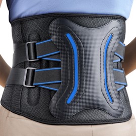 FEATOL Lower Back Brace with 5 Reinforced Stays for Women and Men, Adjustable Snug-Fit Lumbar Support Belt for Work, Size XL, Waist 38"-44.1"