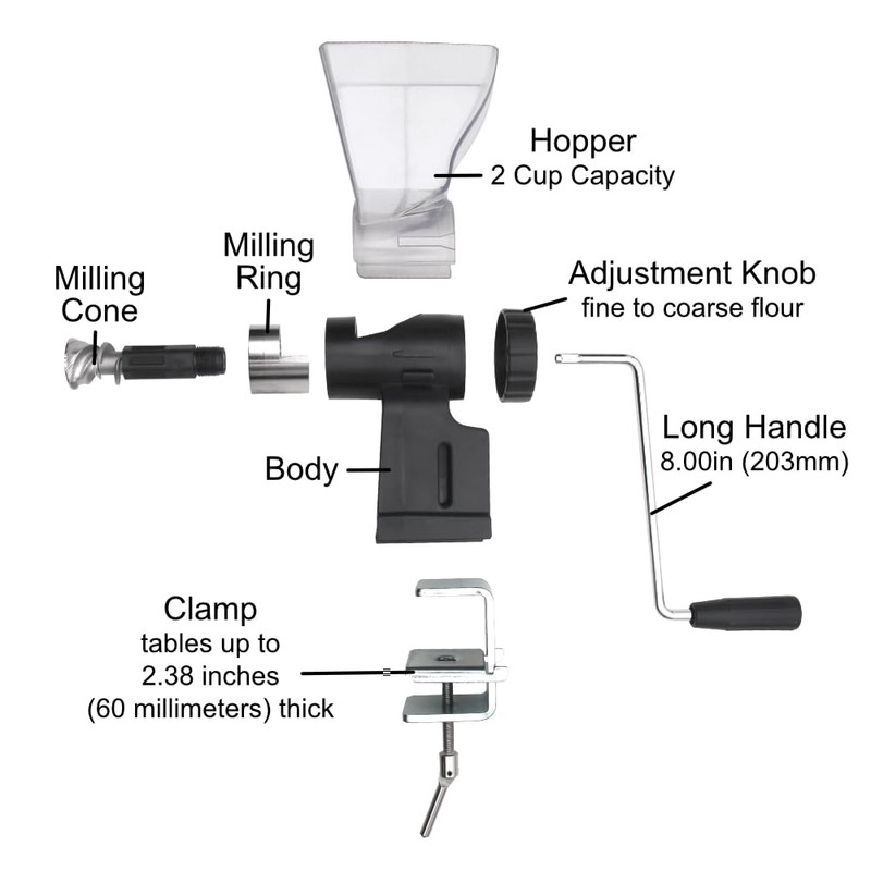 Kitchen Crop Hand Crank Grain Mill Wheat Flour Grinder, Stainless