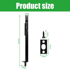 Door Latch Flush Bolt, Concealed Sliding Latch, Door Edge Latch with Double Opened Security, Bolt for Double Door, Patio, Wooden Door, French Door Lock (Black)