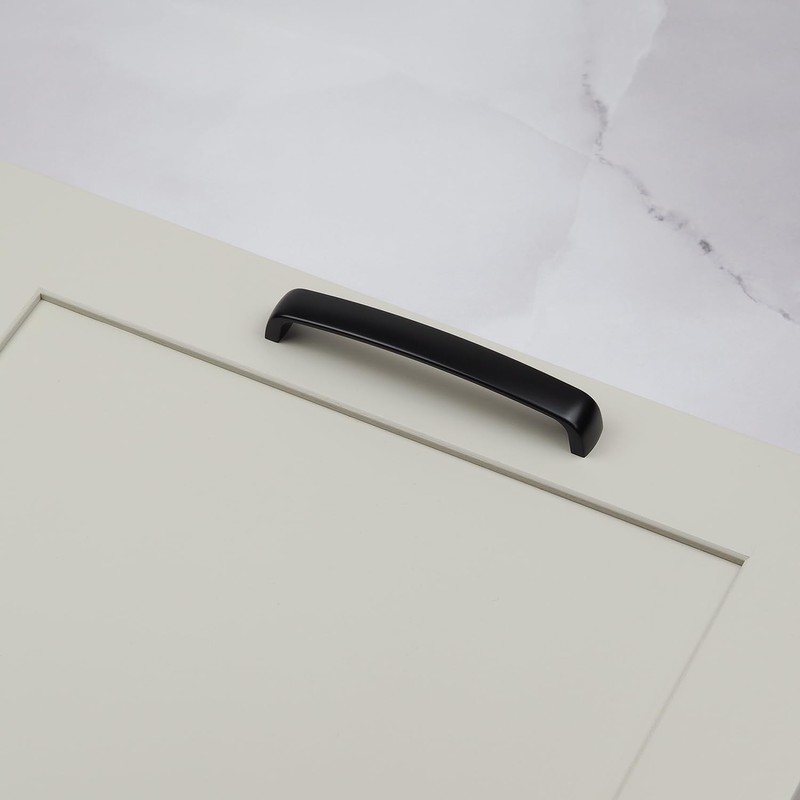 Matt Black Kitchen Cupboard D Bar Handle 160mm Fixing Curved