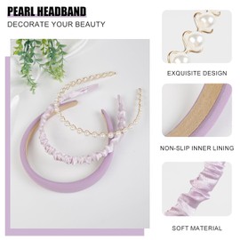 Set of 3 Women's Headbands, Girls Headbands, Pearl Headbands, Fashionable Headbands, Vintage Wide Headband, Non-Slip Headbands for Women and Girls