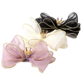 Minkissy 3pcs Bow Hair Pin Kids Barrette Girl Hair Clips Organza Fabric for School Daily