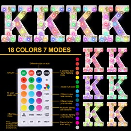 Light Up Letters, Glitter LED Marquee Letter Lights 18 Color Changing Diamond Light Up Alphabet Letter with Remote Control for Girls Gifts Birthday Bar Wedding Party Christmas Wall Table Decor - K