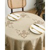 Wracra Macrame Waterproof Table Cloth, Farmhouse Linen Style Round Table
