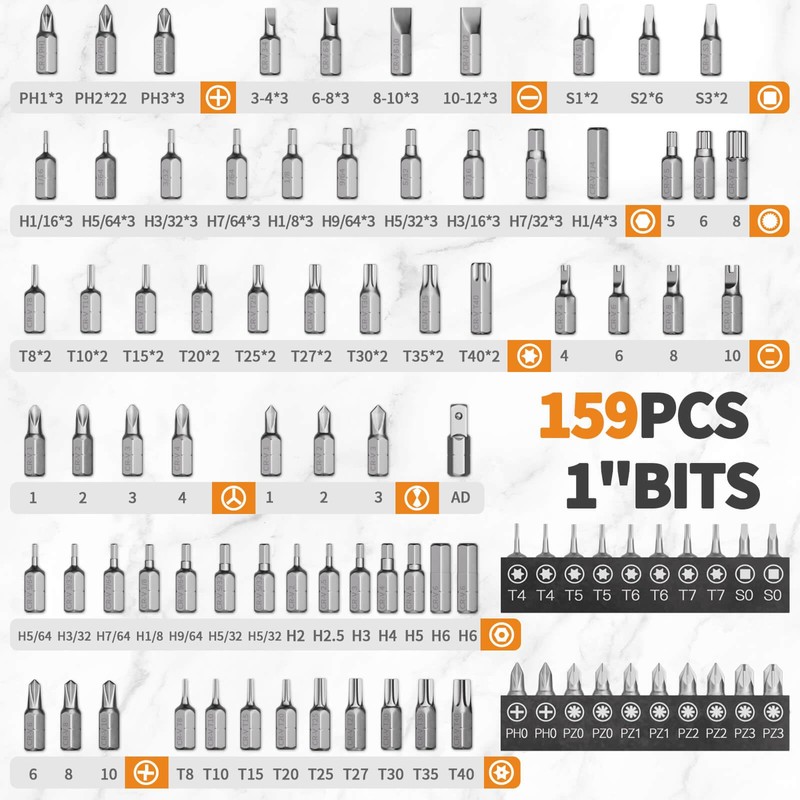 ENERTWIST 228 Pcs Screwdriver Bit Set, CR-V 1/4" Hex Shank