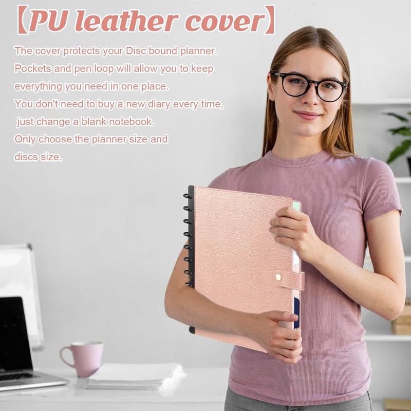 SKLENICE PU Leather Discbound Notebook 8.5" x 11" Disc Bound