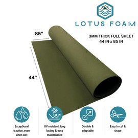 LotusFoam Large 3mm EVA Foam Sheet - 44"x 85" High Density Foam 130 kg/m3 for Cosplay, Costumes, Crafts, Flooring, Outdoor Use - 35 Colors (Olive Green) - Olive Green