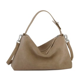 DONNAIN Premium Suede Leather Crossbody Bags for Women, Slouchy Suede Shoulder Bag with Adjustable Strap and Tote Handbag (Sand)